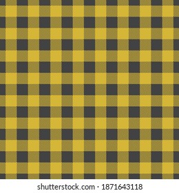 Lumberjack plaid seamless pattern. Vector illustration. Dark yellow color. Textile template.