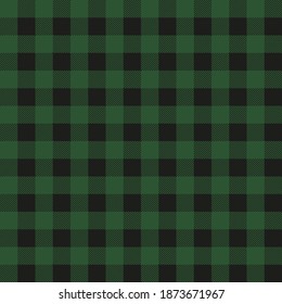 Lumberjack plaid seamless pattern. Vector textile template. Green color.