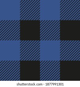 Lumberjack plaid seamless pattern. Vector illustration. Blue color. Textile template.