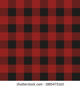 Lumberjack plaid seamless pattern. Vector textile template. Dark red color. 