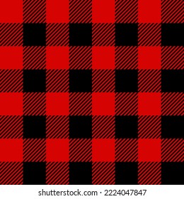 Lumberjack red and black plaid seamless pattern vector.