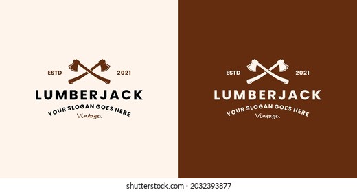 vectores de diseño de logotipo retro lumberjack para leñadores, trabajo duro