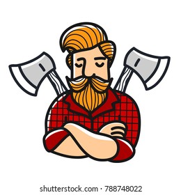 Lumberjack with rockabilly hairstyle.