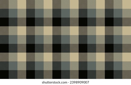 Lumberjack Seamless Pattern. Vector Beige, Blue and Black Buffalo Checkered Plaid textured background. Traditional fabric print. Flannel plaid texture for fashion, print, design.