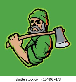 Lumberjack Skull Esport Logo Vector Illustration