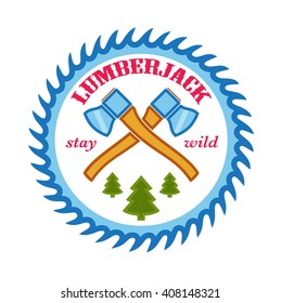 Lumberjack style logo. Vintage design template.