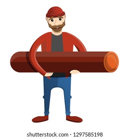Lumberjack take wood log icon. Cartoon of lumberjack take wood log vector icon for web design isolated on white background