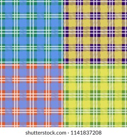 Lumberjack tartan plaid pattern background with soft pastel colors set