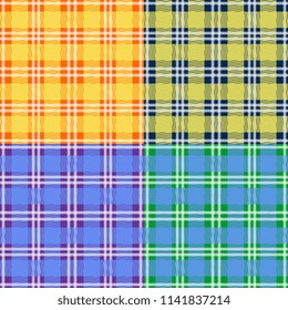 Lumberjack tartan plaid pattern background with soft pastel colors set