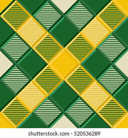  Lumberjack Tartan Seamless Pattern in Green, Yellow, and  Beige. Trendy Vector Illustration for Wallpapers. Seamless Tartan Tiles. Traditional Scottish Ornament. Tartan Plaid Inspired Background.