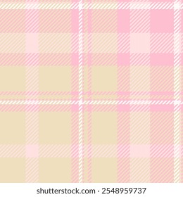 Tecido de xadrez de textura lomberjack, checagem sem emenda de tartan escocês. Toalha de mesa padrão de fundo padrão têxtil vetor em luz e cor rosa paleta.