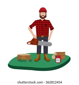 Lumberjack vector icon set. A collection of Lumberjack themed symbols, Lumberjack set, wood and tools. Vector eps10 illustration.