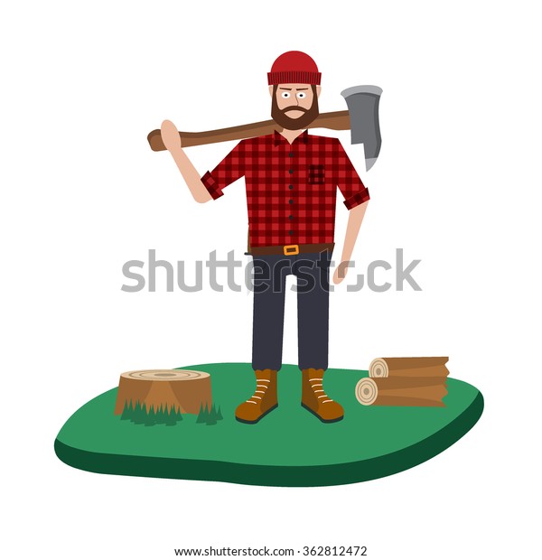 Lumberjack vector icon set. A collection of\
Lumberjack themed symbols, Lumberjack set, wood and tools. Vector\
eps10 illustration.