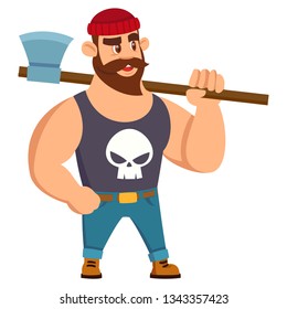 Lumberjack Vector Illustration Cartoon Flat Style Stock Vector (Royalty ...