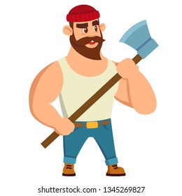 Lumberjack Vector Illustration Cartoon Flat Style Stock Vector (Royalty ...