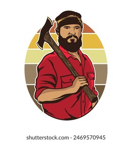 Lumberjack vector illustration, perfect for woodwork company logo design