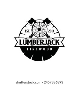 lumberjack vector logo. white background