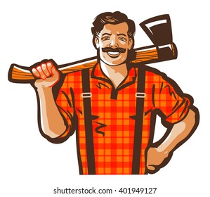 lumberjack vector logo. woodcutter or lumbering icon