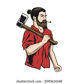 Lumberjack vector mascot, wood worker