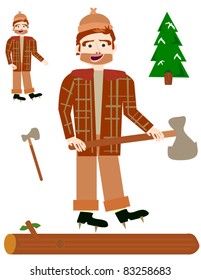 Lumberjack. A vector set of a lumberjack.