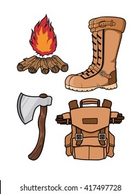 Lumberjack Vector Set, Camping Vector Set, Hiking Vector Set, 