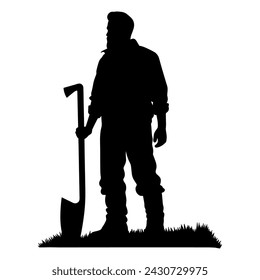 lumberjack vector silhouette, lumberjack in different poses.