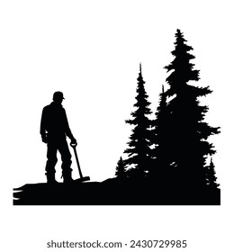 lumberjack vector silhouette, lumberjack in different poses.