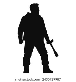 lumberjack vector silhouette, lumberjack in different poses.