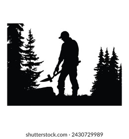 lumberjack vector silhouette, lumberjack in different poses.