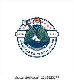 lumberjack vintage badge artwork template