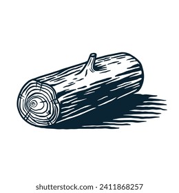 Lumberjack wood log with rings for logo and emblem of carpenter. Timber or lumber for t-shirts print design of axeman, woodsman