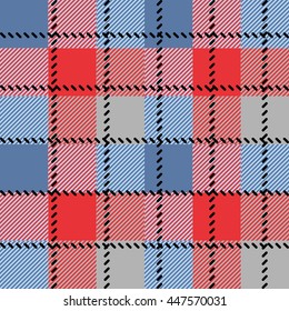 Lumberjack woodcutter red blue with black stitching pattern