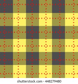 Lumberjack woodcutter yellow black with red stars pattern