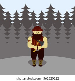 Lumberjack in the woods.