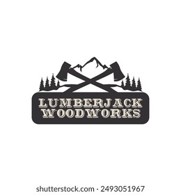 Lumberjack Woodworks Design Element for Logo, Label, Sign, Poster Vector Illustration