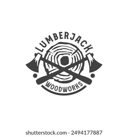 Lumberjack Woodworks Design Element for Logo, Label, Sign, Poster Vector Illustration