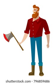 lumberjack worker man with axe