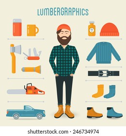 Lumberman Fashion Trend Infographics Elements