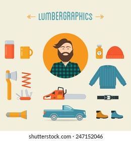 Lumberman Fashion Trend Infographics Elements
