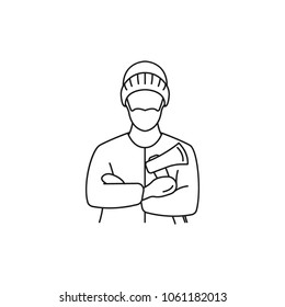 Lumberman icon. Outline lumberman vector icon for web design isolated on white background