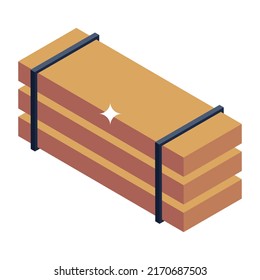 Lumbers icon designed in isometric style 
