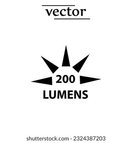 Lumen-Symbol, flaches Design auf weißem Hintergrund.EPS