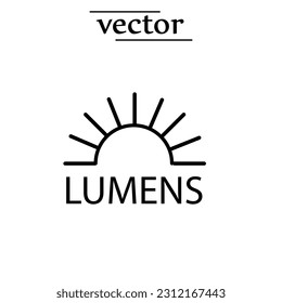 Lumen-Symbol, Vektorgrafik-Flachdesign auf weißem Hintergrund. 