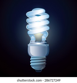 Luminescent lamp isolated on dark background. Vector picture realistic