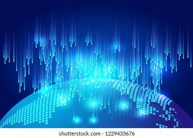 The luminescent line and the digital earth constitute the world Internet 
technology background