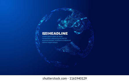 Luminescent particles construct the earth luminescence technology background, the dark blue technology effect of the earth element