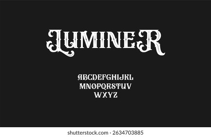 Luminier Font - A bold, vintage-inspired serif font with intricate details and dramatic flourishes. Perfect for creating a regal or classic feel in logos, headlines, and branding. 