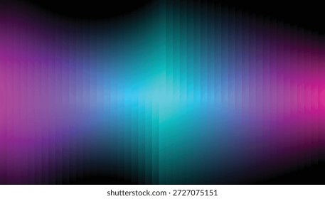 Superfície de vidro abstrato luminoso com ondas de fluxo vertical e brilho de pêssego quente misturado com tons roxos profundos