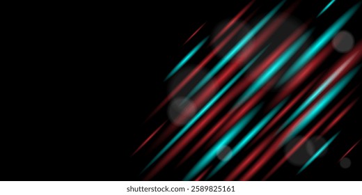 Luminous abstract red and blue laser beams. Futuristic dynamic vector illustration eps10