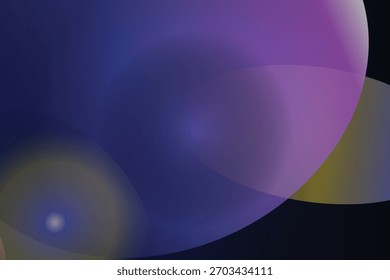 A luminous abstract sphere with soft gradients of purple, blue, and yellow against a black background.